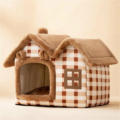 Cottage Pet House — Cozy Plush Retreat for Cats & Dogs