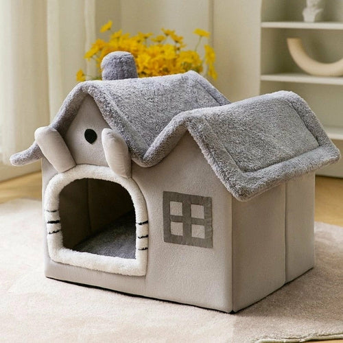 Cottage Pet House — Cozy Plush Retreat for Cats & Dogs